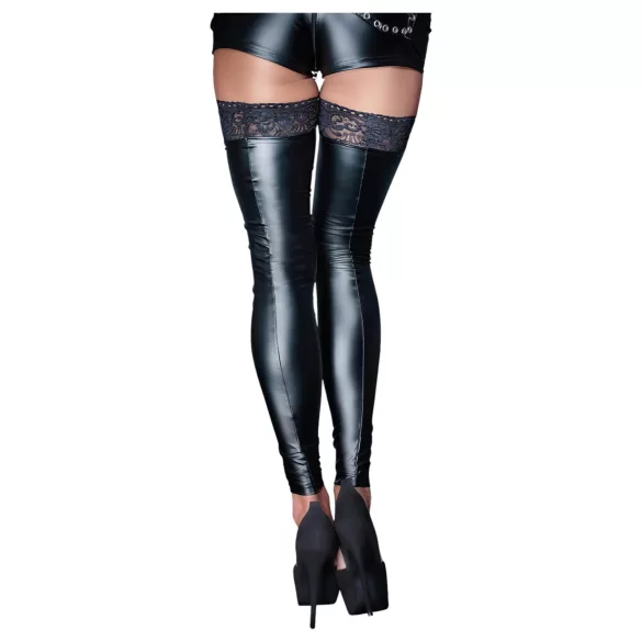 Noir - autoreggenti lucide con pizzo - nero - XL