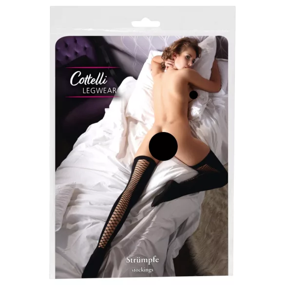 Cottelli - autoreggenti a rete sopra il ginocchio (nere) - S/M - L/XL