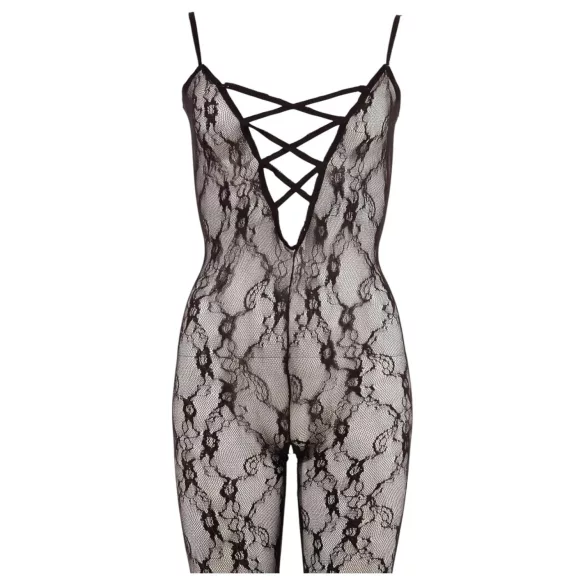 NO:XQSE - tuta sexy in pizzo - trasparente - pizzo nero - L/XL