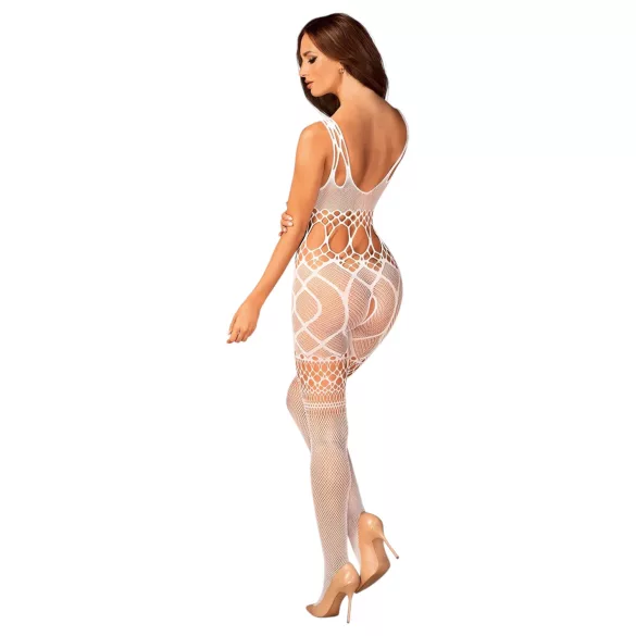 Obsessive G330 - tuta trasparente e decorata (bianca)