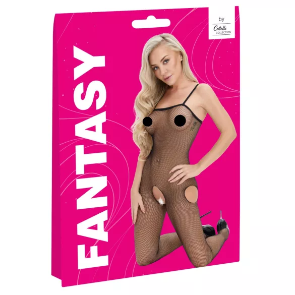 Cottelli Fantasy - body in rete nero aperto con ritaglio sui fianchi (S-L)