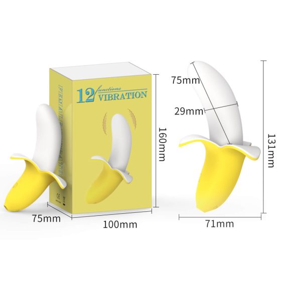 Vibratore a Forma di Banana Ricaricabile e Impermeabile (Giallo-Bianco)