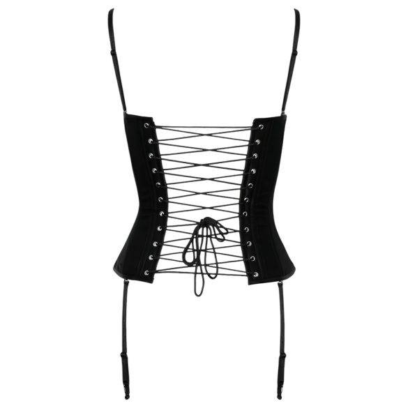 Cottelli Party - corsetto satinato con reggicalze - nero - M