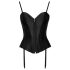 Cottelli Party - Corsetto satinato con reggicalze (nero) - L