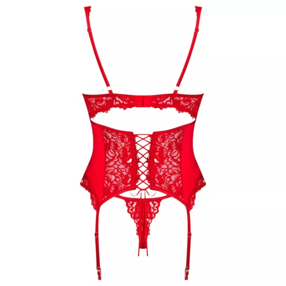 Obsessive Amor Cherris - completo intimo con reggicalze in pizzo - rosso