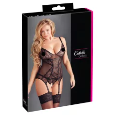 Cottelli - Top donna in pizzo con nastri - nero - XXL