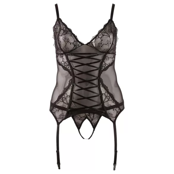 Cottelli - Top donna in pizzo con nastri - nero - XXXL