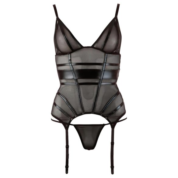 Cottelli - top trasparente strisce lucide - nero