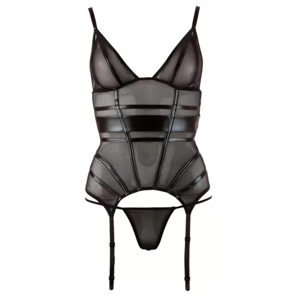 Cottelli - top trasparente strisce lucide - nero - XL