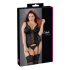 Cottelli Plus Size - top nero con reggicalze rimovibili - 2XL