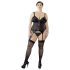 Cottelli Plus Size - top nero con reggicalze rimovibili - 2XL