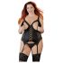 Cottelli Plus Size - top nero con reggicalze rimovibili - 2XL