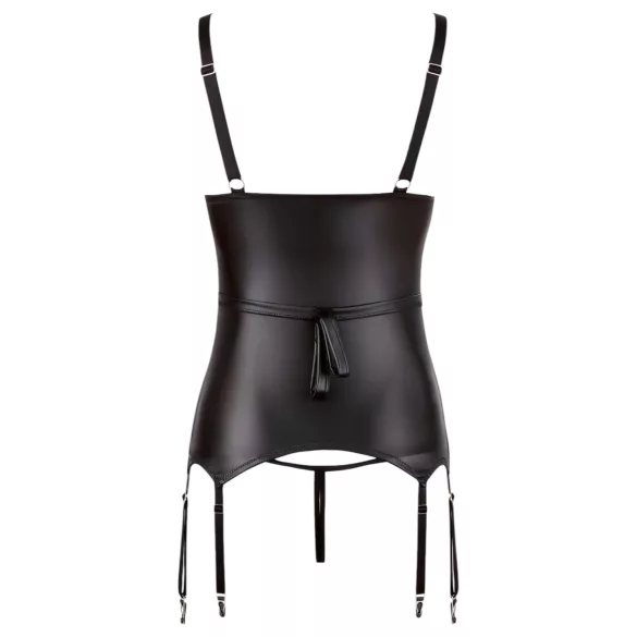 Cottelli Bondage - top lucido push-up con manetta (nero)