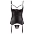 Cottelli Bondage - top lucido push-up con manetta (nero)
