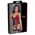 Cottelli - Corsetto con reggicalze e inserti in pizzo, con perizoma (rosso)
