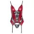 Cottelli - Corsetto con reggicalze e inserti in pizzo, con perizoma (rosso)