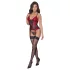 Cottelli - Corsetto con reggicalze e inserti in pizzo, con perizoma (rosso) - M