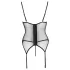 Cottelli - Corsetto con reggicalze e inserti in pizzo, con perizoma (rosso) - M