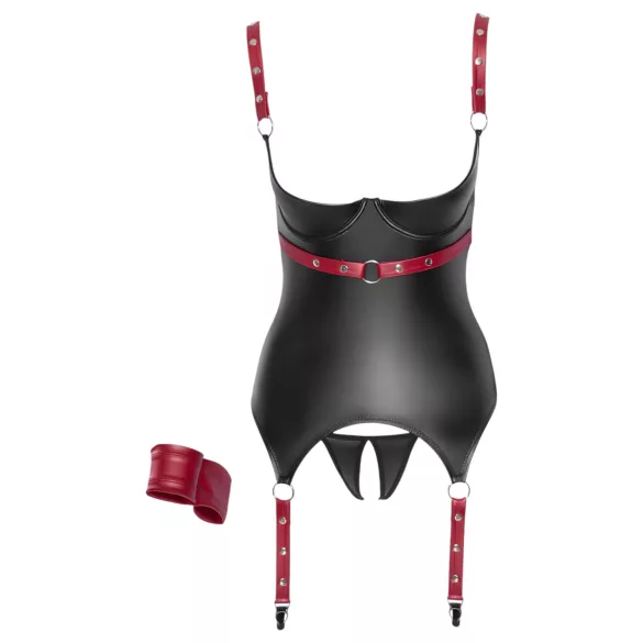 Cottelli Bondage - Reggiseno push up con collarino - effetto lucido nero