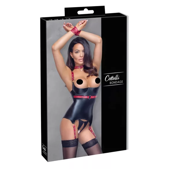 Cottelli Bondage - Reggiseno push up con collarino - effetto lucido nero - M