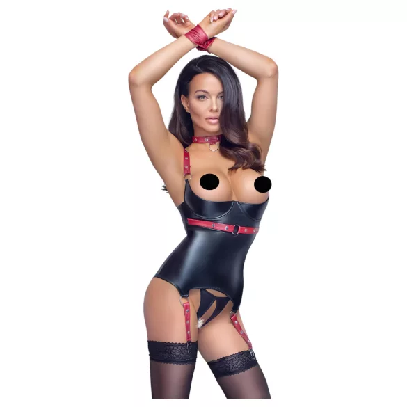 Cottelli Bondage - Reggiseno push up con collarino - effetto lucido nero - M