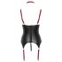 Cottelli Bondage - Top lucido sollevapetto con collare (nero) - XL