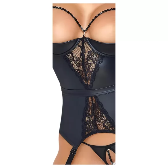 Abierta Fina - reggiseno sollevante con reggicalze - nero