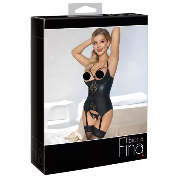 Abierta Fina - reggiseno sollevante con reggicalze - nero