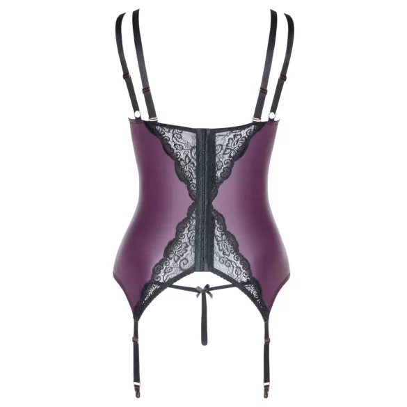 Cottelli Curves - set di lingerie in pizzo e lacci (viola) - 90D/XL
