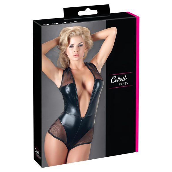 Cottelli - body retato lucente (nero) - M