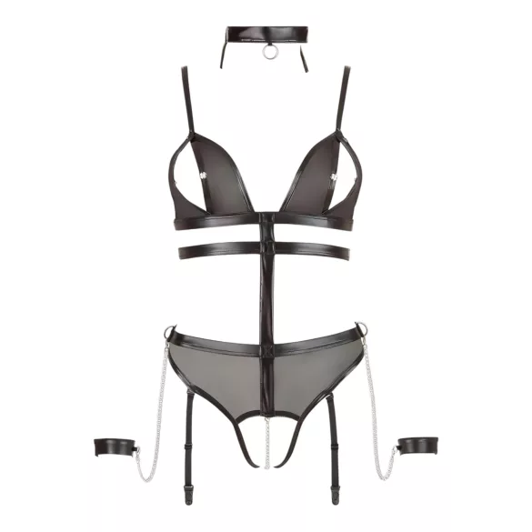 Cottelli Bondage - body aperto con cinghie e catene - nero - L