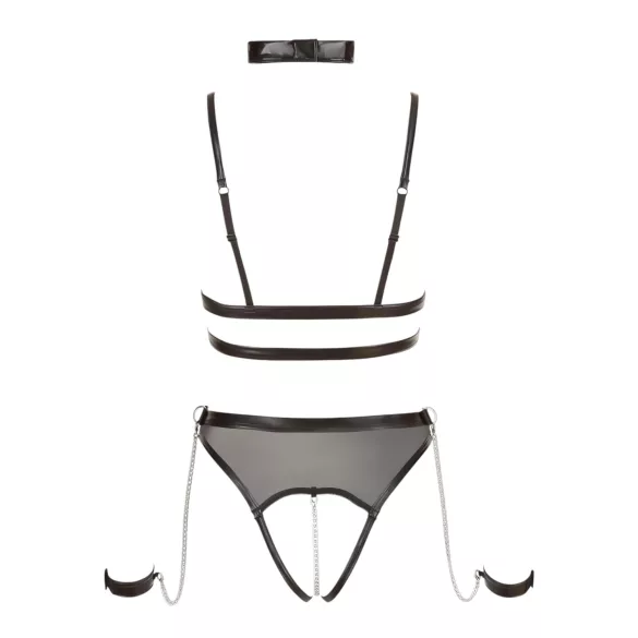 Cottelli Bondage - body aperto con cinghie e catene - nero - L