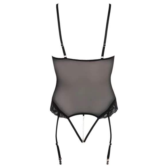 Cottelli Bondage - body con anelli metallici e manette - nero - L