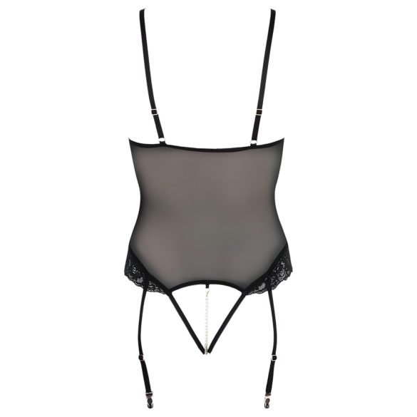 Cottelli Bondage - body con anelli metallici e manette - nero - XL