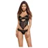 Obsessive - body in pizzo floreale - nero