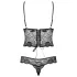 Obsessive - body in pizzo floreale - nero