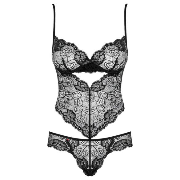 Obsessive Alluria - body in pizzo floreale (nero) - L/XL
