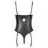 Abierta Fina - body aperto con pizzo e cinturini - nero - 80B/M