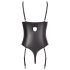 Abierta Fina - body aperto in pizzo scintillante (nero) - 80C/M