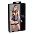 Cottelli Bondage - body aperto lucido con polsini per polsi - nero
