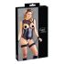 Cottelli Bondage - body lucido aperto con manette (nero) - L