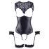 Cottelli Bondage - body lucido aperto con manette (nero) - L