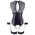 Cottelli Bondage - body lucido aperto con manette (nero) - L