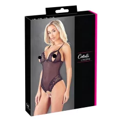 Cottelli - body aperto con pizzo e perle - nero - M