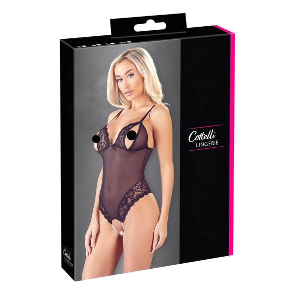 Cottelli - Body aperto in pizzo e perle (nero) - L
