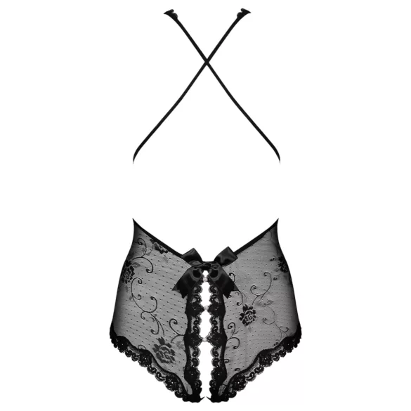 Obsessive Fiorenta - body aperto con perle - pizzo nero - L/XL