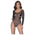 NO:XQSE - body a maniche lunghe e rete scintillante - nero (S-L)