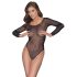 NO:XQSE - body a maniche lunghe e rete scintillante - nero (S-L)