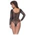 NO:XQSE - body a maniche lunghe e rete scintillante - nero (S-L)