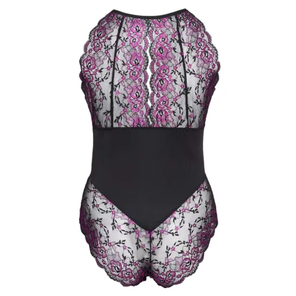 Cottelli Plus Size - body floreale - nero e lilla